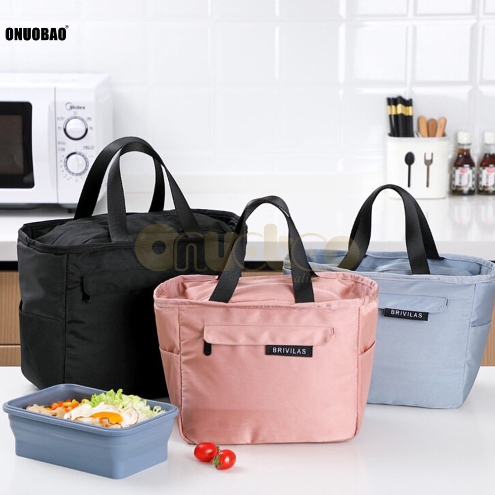 Túi nhựa đựng thức ăn trưa Onuobao chất liệu giấy nhôm cách nhiệt có túi bên