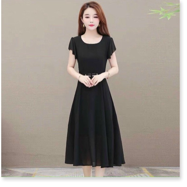 Đầm Voan Nữ Tay Cánh Tiên Eo Phối Khoen Thanh Lịch Cho Các Nàng