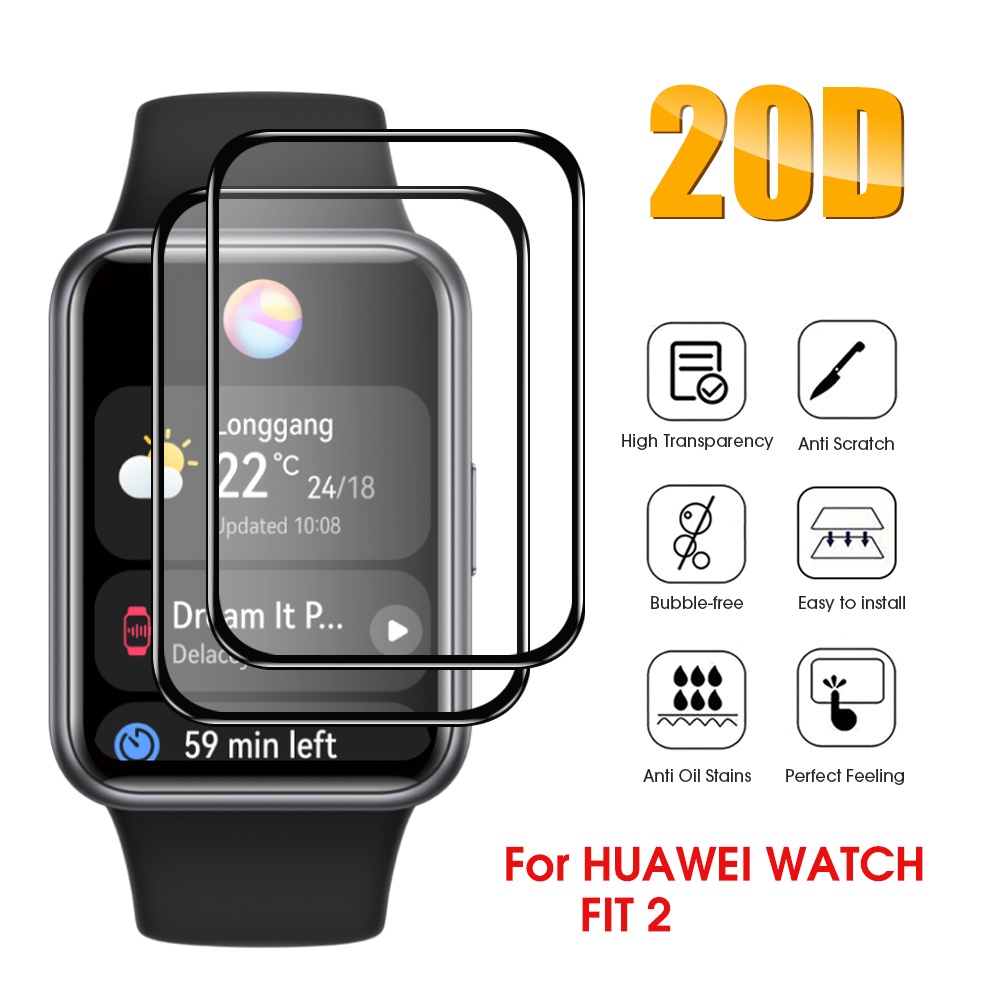 Kính Cường Lực HD Trong Suốt Bảo Vệ Toàn Màn Hình Chống Trầy Viền Cong Cho Đồng Hồ Thông Minh Huawei Watch Fit 2