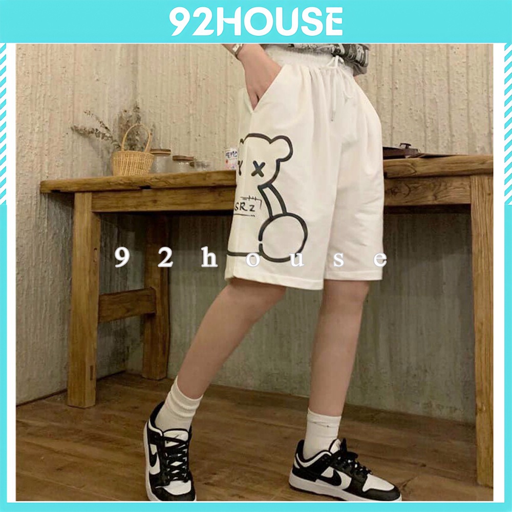 Quần short đùi in gấu ulzzang unisex nam nữ đều mặc được