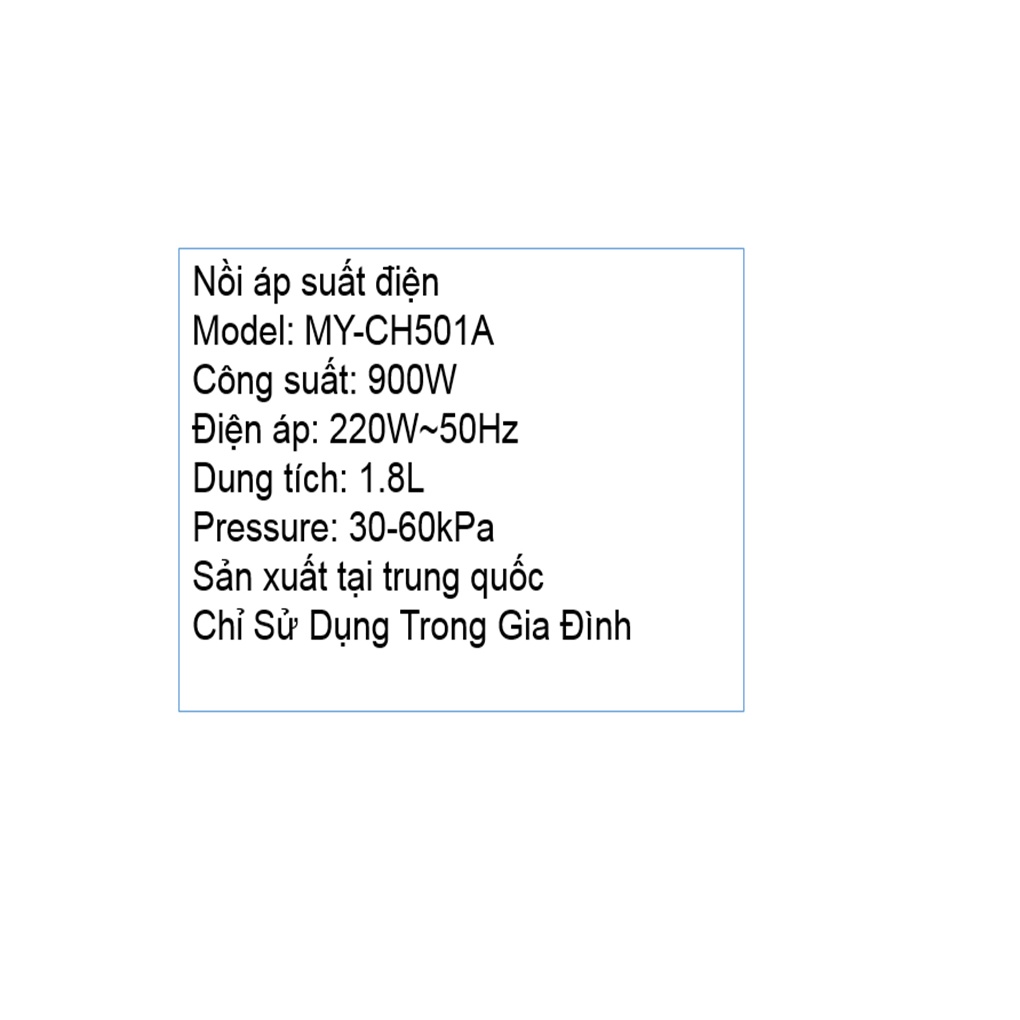 [Mã ELHADEV giảm 4% đơn 300K] Nồi áp suất điện Midea MY-CH501A 5 lít