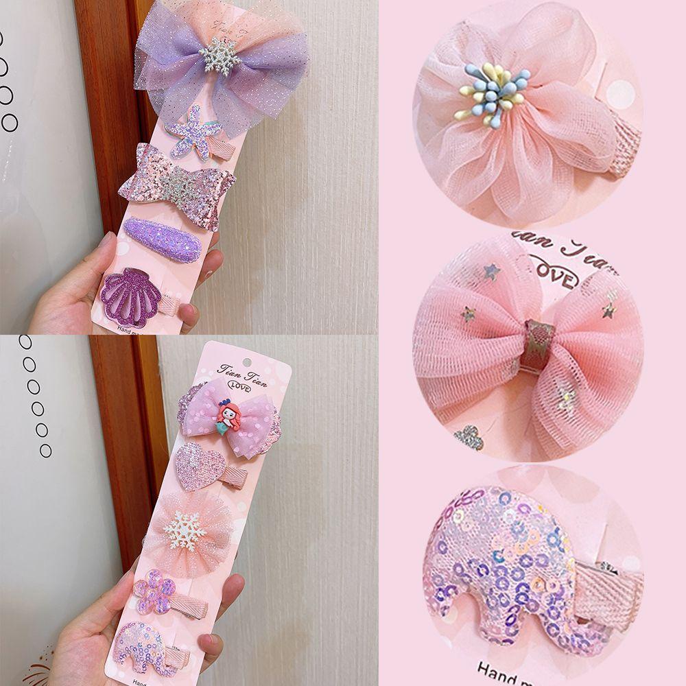 Set 5 Kẹp Tóc Nơ Xinh Xắn Dành Cho Bé Gái