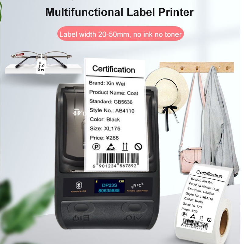 Máy in nhãn nhiệt Detonger DP23S Cáp truyền thông di động Máy in nhãn Cáp Loại dao Máy in nhãn nhiệt
