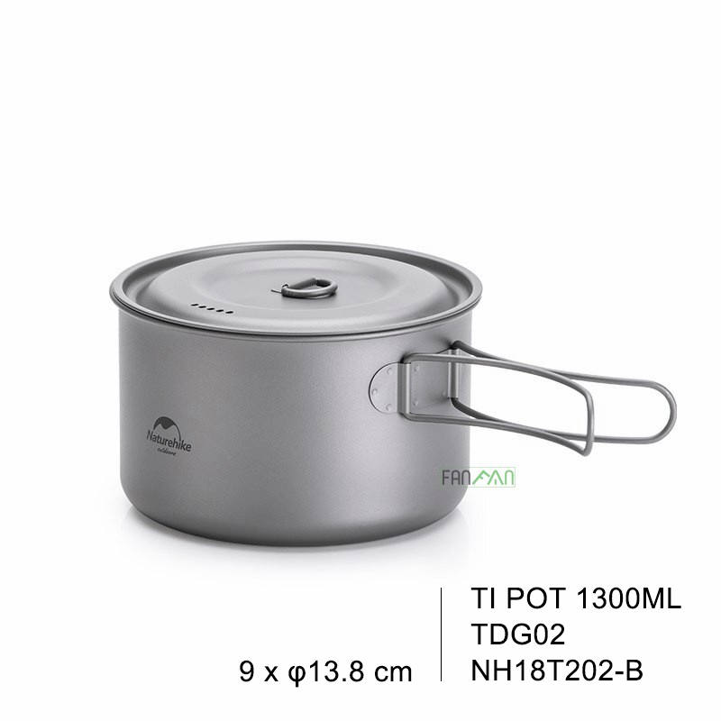 NỒI TITANIUM DÃ NGOẠI TI POT 1300ML NATUREHIKE TDG01/02 NH18T101