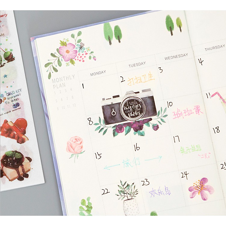 Set 3 tờ washi sticker trang trí planner SS008