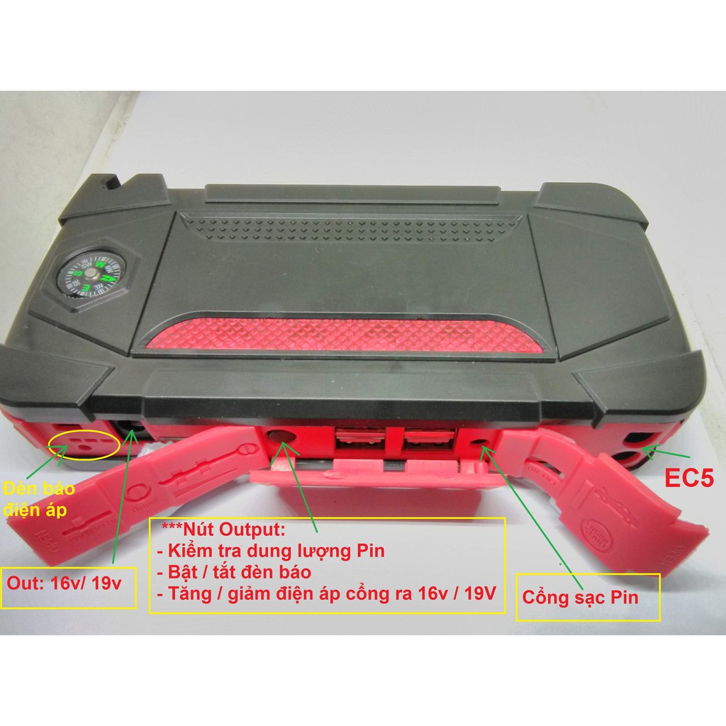 Bộ kích nổ ô tô kiêm sạc dự phòng High Power 12000mA (Jump starter)