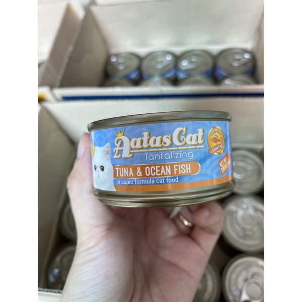 (bình tân)(hada petshop) Thức ăn dinh dưỡng cho mèo Pate Aatas lon 80g