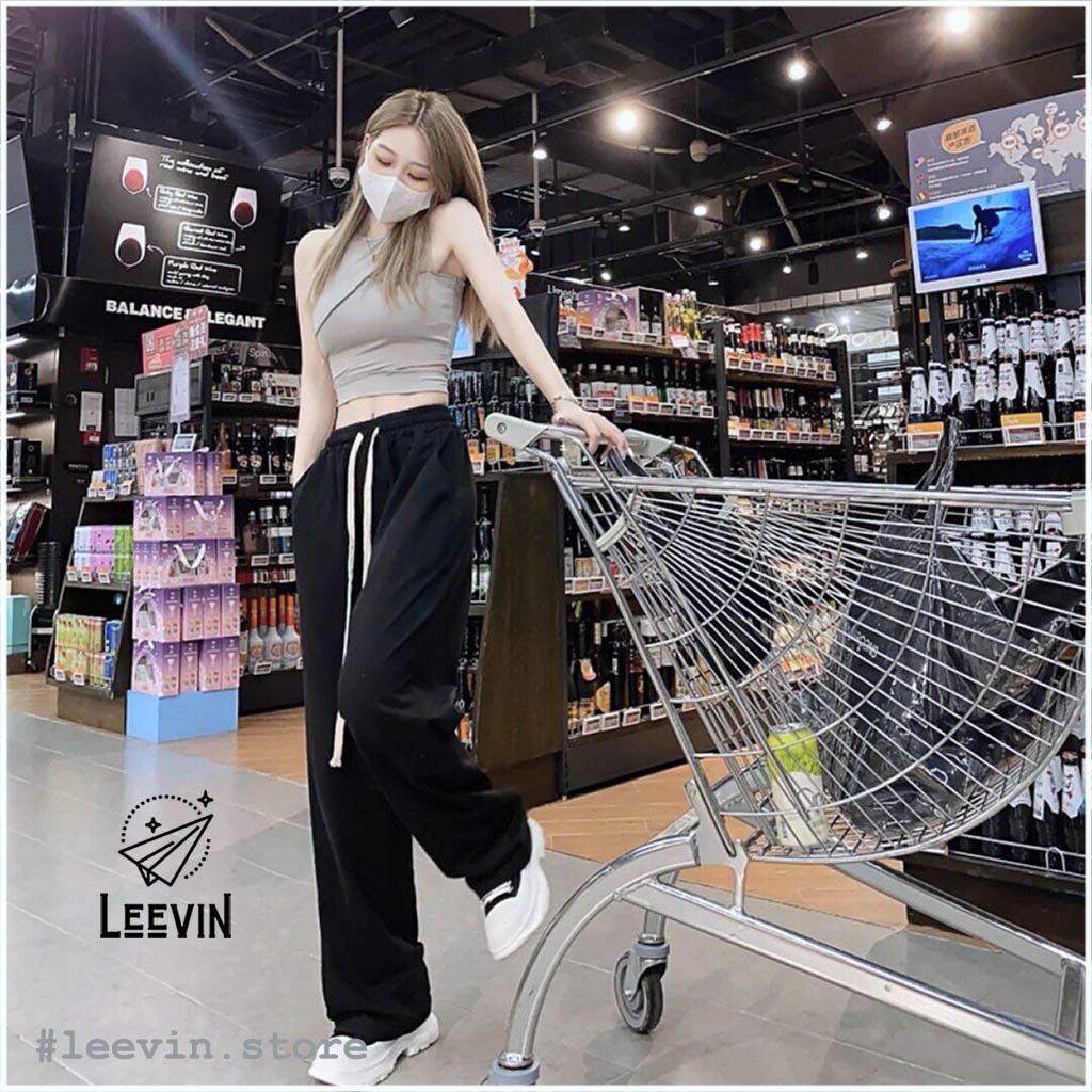 Quần Ống Rộng Nữ COTTON Thun Nỉ Cao Cấp LEEVIN Phong Cách Cạp Cao Hàn Quốc Ulzzang Leevin Store