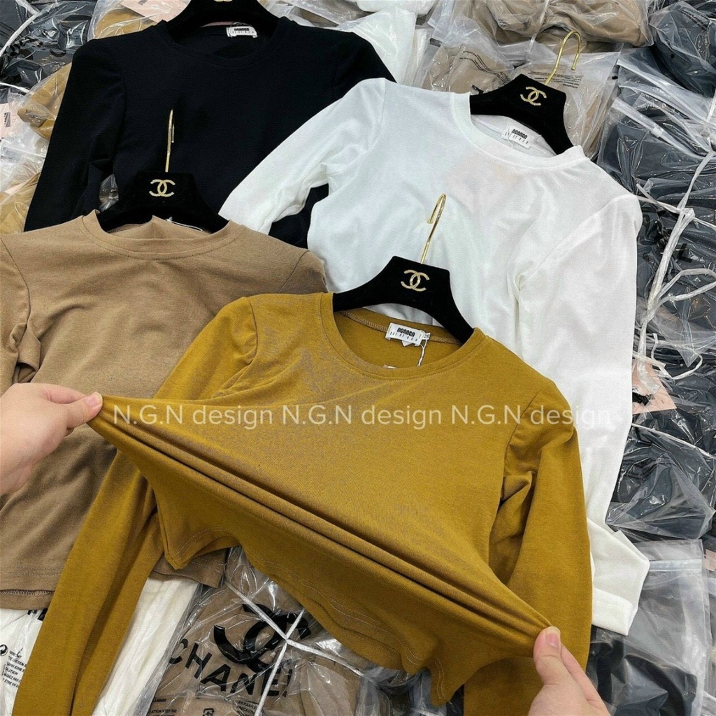 Áo thun zip dài tay sỏ ngón, áo thun ôm body mẫu mới nhất 2021