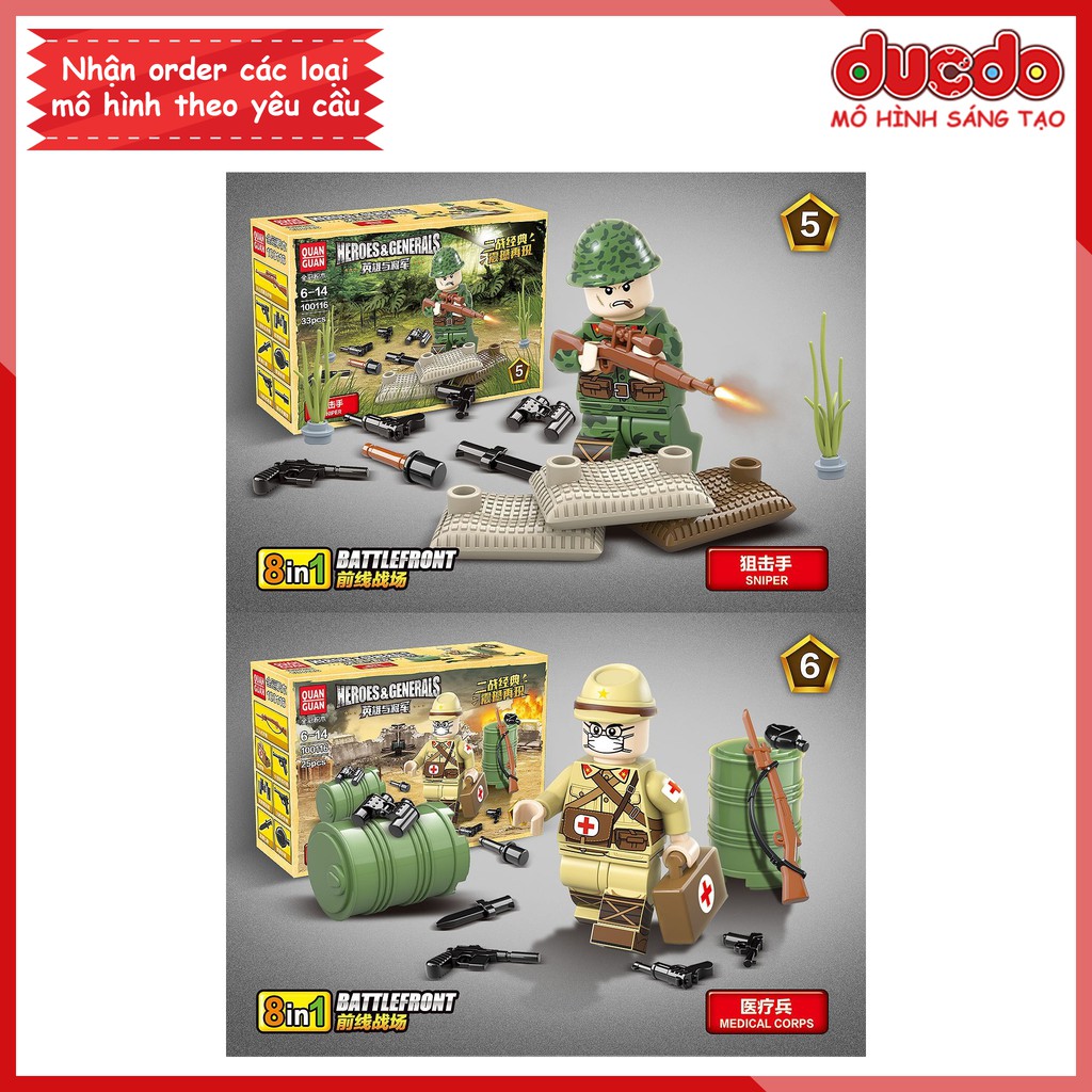 Combo đội quân phát xít Nhật thế chiến 2 - Đồ chơi Lắp ghép Xếp hình Mini Minifigures lính Army WW2 QuanGuan 100116