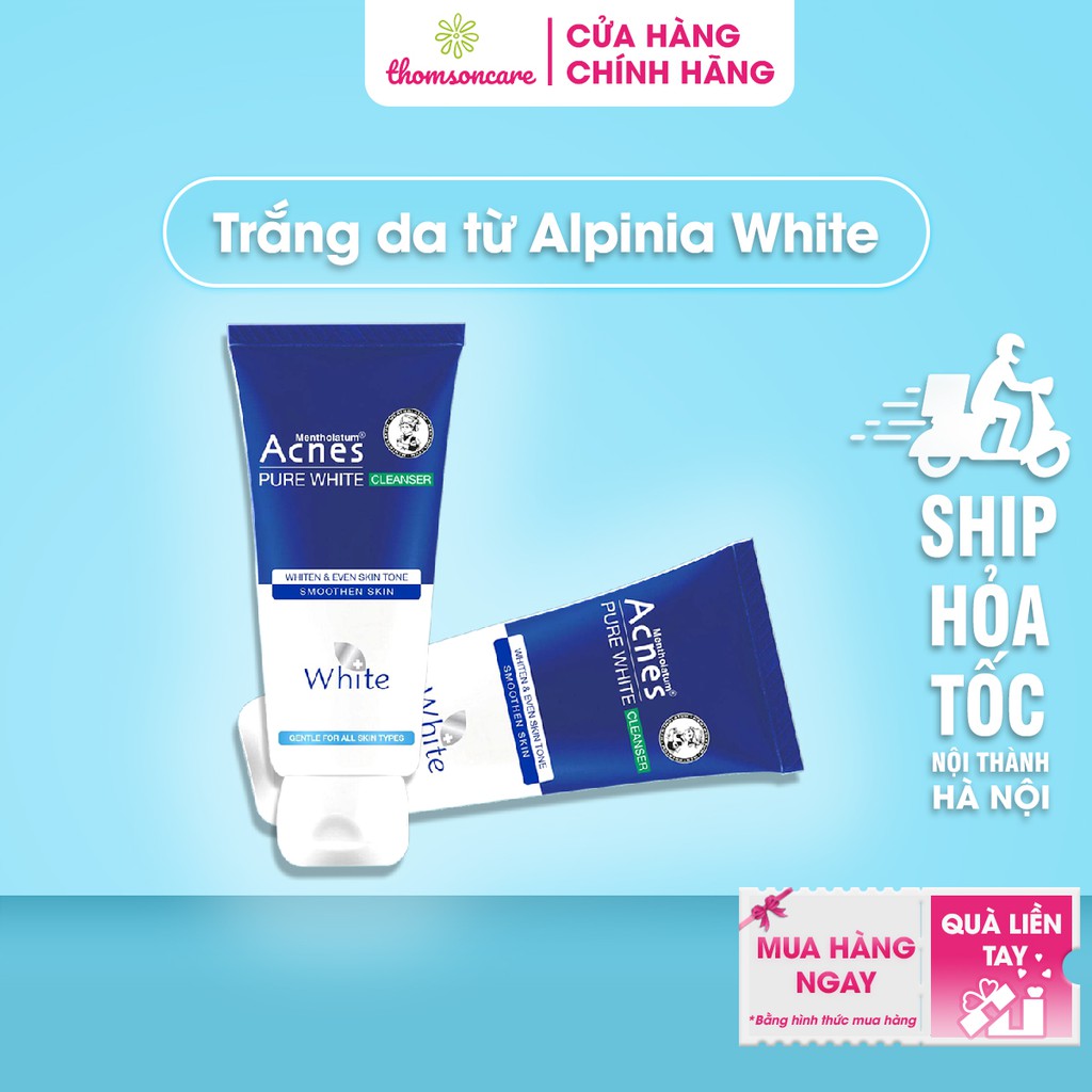 Sữa rửa mặt dưỡng trắng da Acnes Pure White Cleanser - ngăn ngừa tia UV tác động lên da, ngừa mụn an toàn cho da