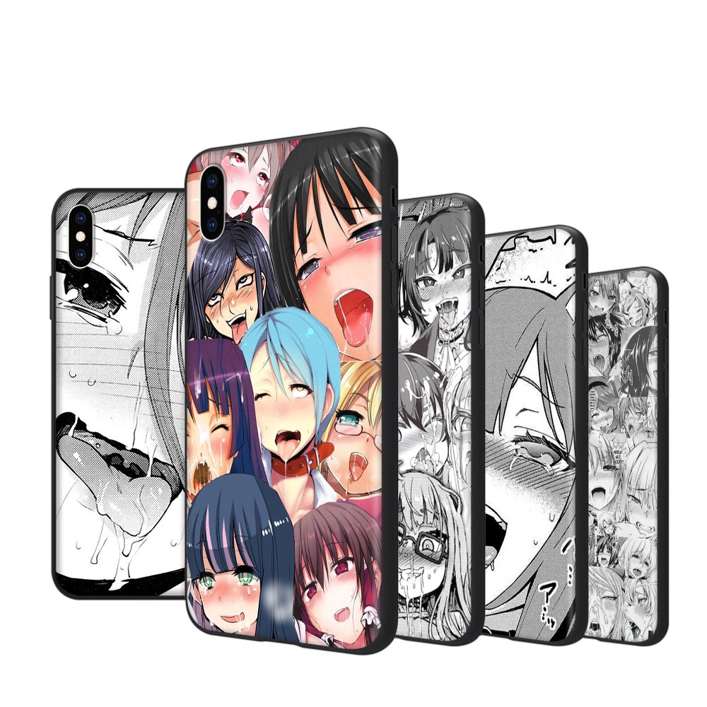 Ốp điện thoại silicon dẻo in hình anime Ahegao cho iPhone 5 5S 6 6S Plus 7 8 SE X XR XS Max