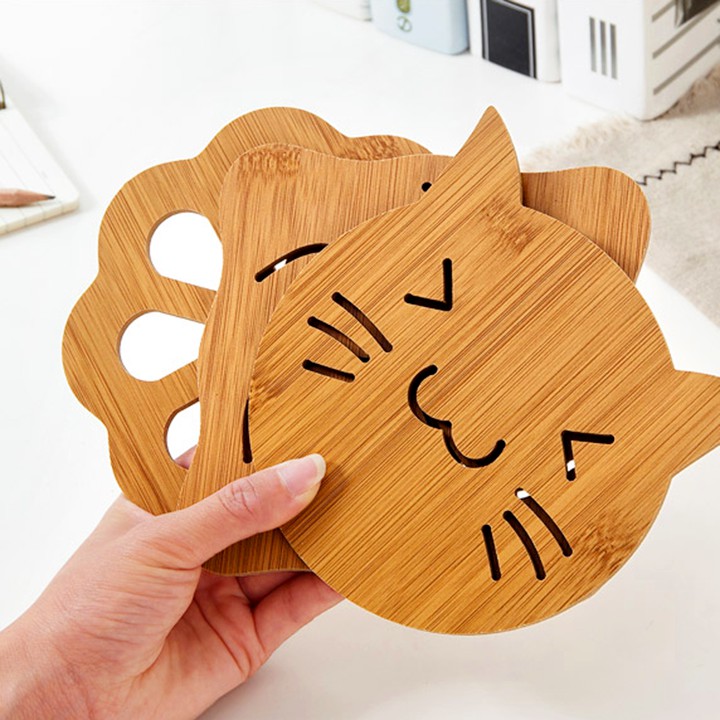 Miếng gỗ lót nồi cách nhiệt bằng tre kê nồi xoong chảo giá rẻ Ngẫu nhiên mẫu