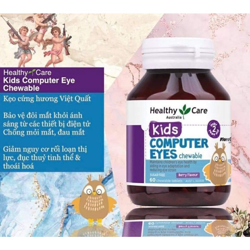 Kẹo bổ mắt cho bé [Úc] Healthy Care Kids Computer Eyes 60 viên vị Berry [Chính hãng]