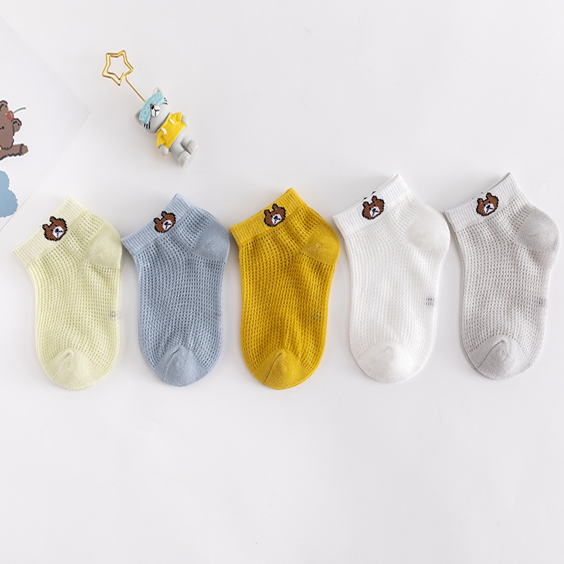 Set 5 Đôi Tất Lưới Cotton Mỏng Thoáng Khí Cho Bé