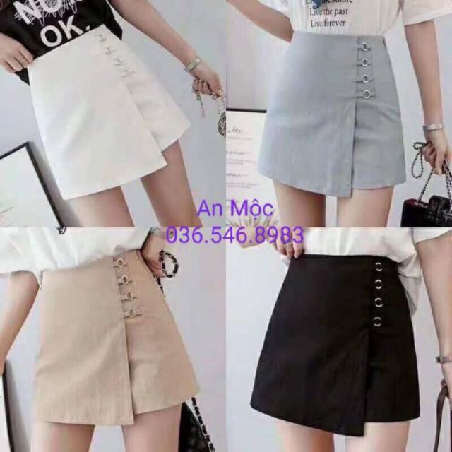 [AN MỘC] Quần váy Short đùi giả váy phối đai vòng sườn cho nữ