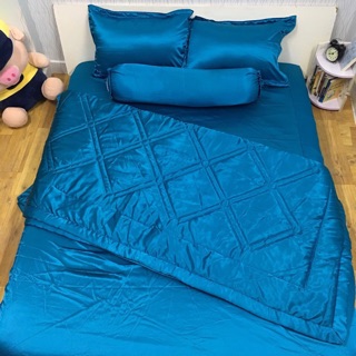 Bộ drap phi lụa 5 món ( ga -gối- mền) kích thước 2.2x2m, mền 2.2x2m