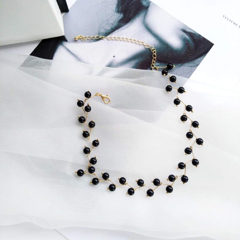 Vòng Cổ Choker Nữ, Dây Chuyền Cổ Đính Hạt Cao Cấp - Màu Đen