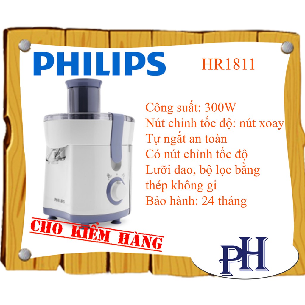 Máy ép trái cây Philips HR1811 500ml (Trắng phối xanh)