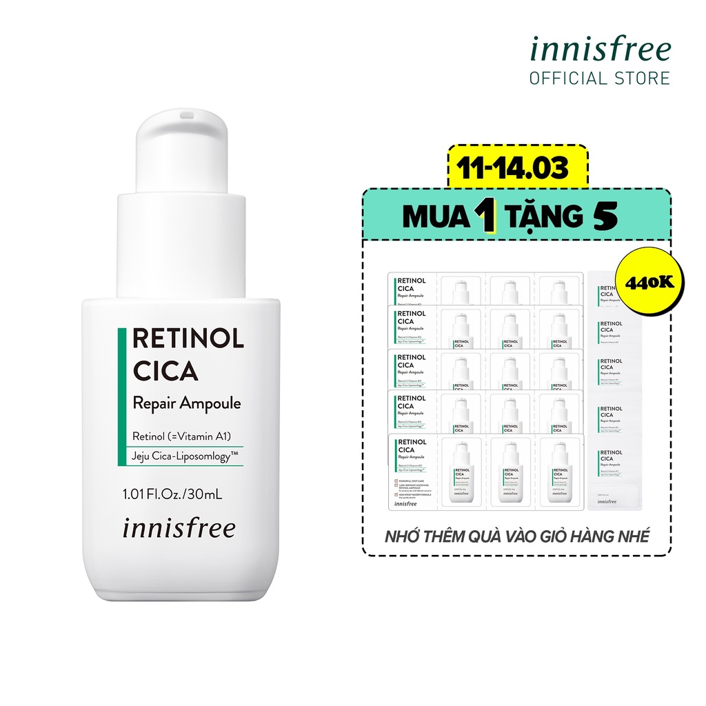 Tinh chất làm dịu và phục hồi da innisfree Retinol Cica Repair Ampoule 30ml