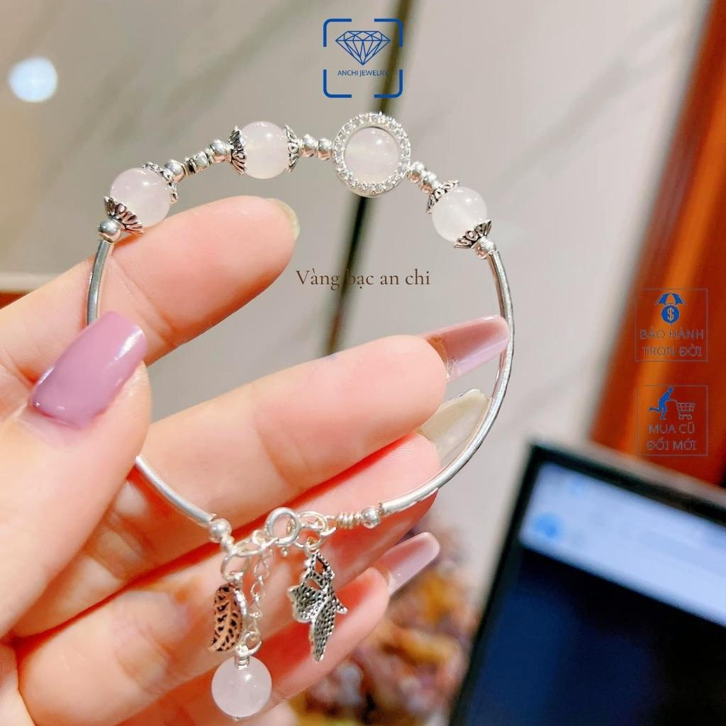 Lắc kiềng tay charm đá thiên nhiên , chuẩn bạc ta nguyên chất. Anchi jewelry