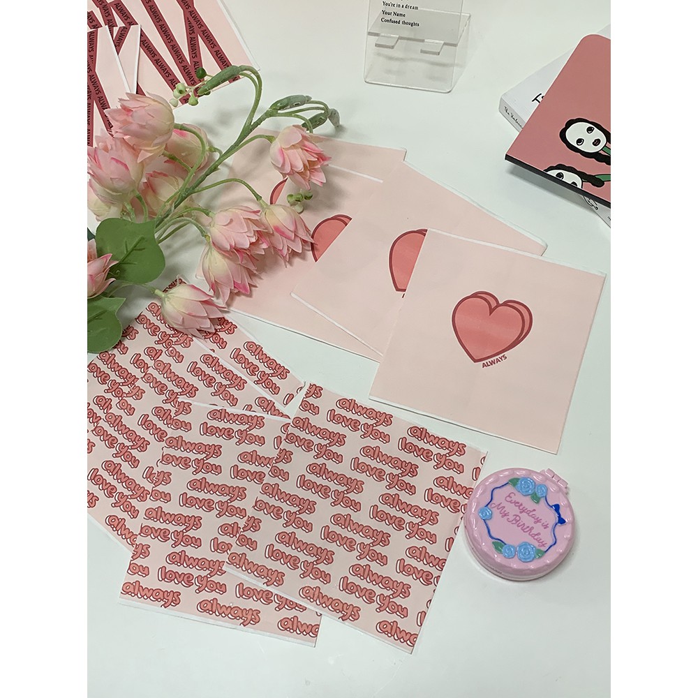 Túi Giấy Gói Quà, Đựng Đồ Nhỏ Pink Tone Always Love You (lẻ 1 cái)