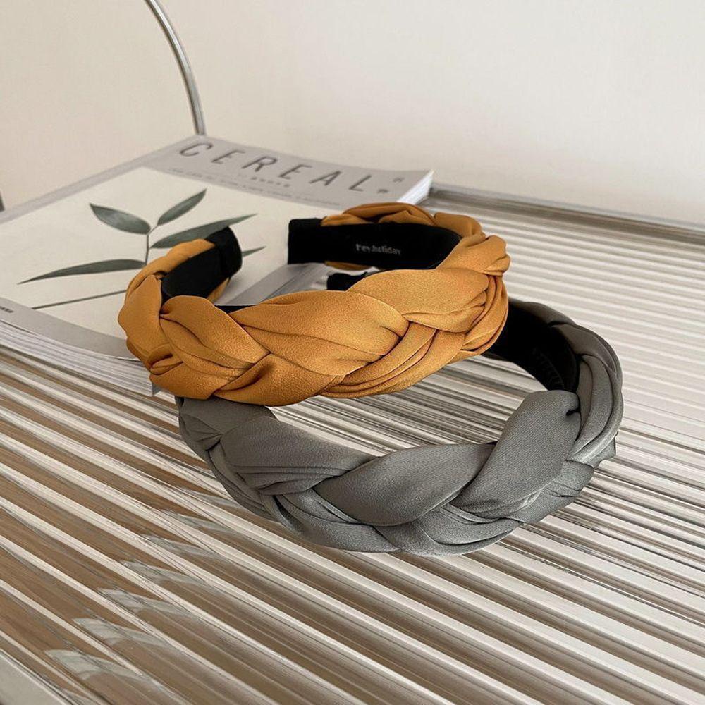 Băng Đô Cài Tóc Thắt Nút Chéo Màu Trơn Không Trượt Phong Cách Vintage Thanh Lịch Cho Nữ