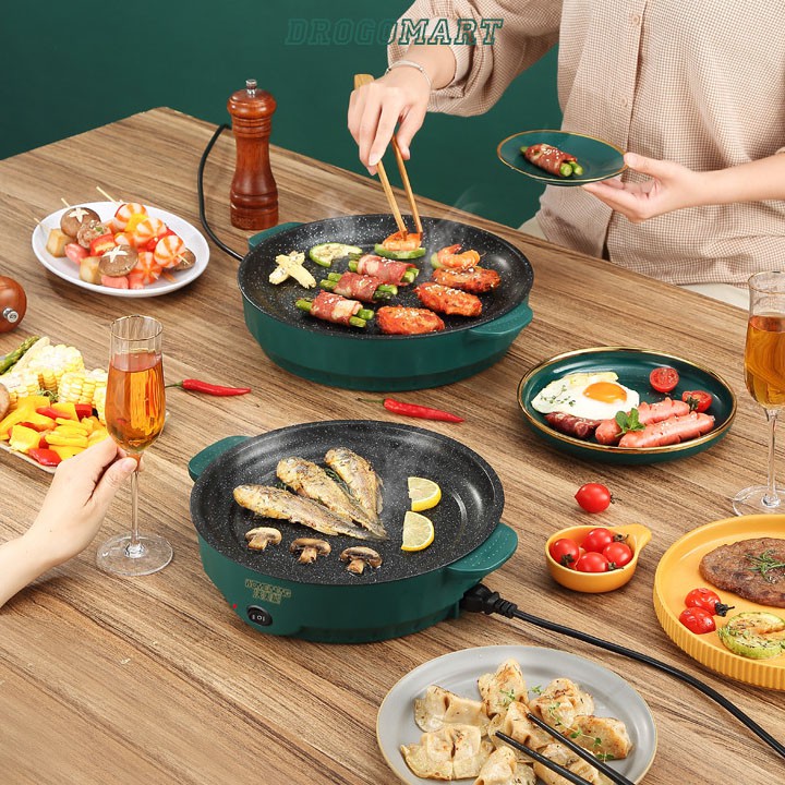 Chảo Nướng Điện Mini Đa Năng, Bếp Nướng Điện Chống Dính, Nướng Thịt BBQ Hàn Quốc