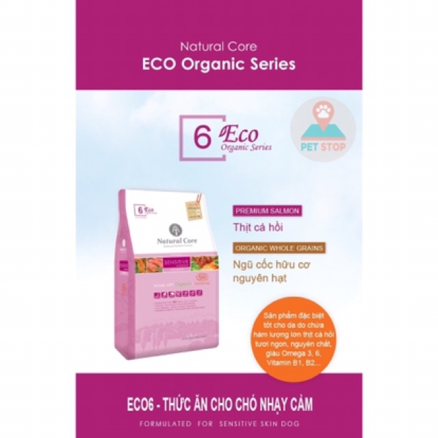 [1kg] THỨC ĂN CHO CHÓ - HẠT HỮU CƠ NATURAL CORE (VỊ CÁ HỒI) - Đặc biệt dành cho chó nhạy cảm, viêm da, nấm,...)-Cám chó