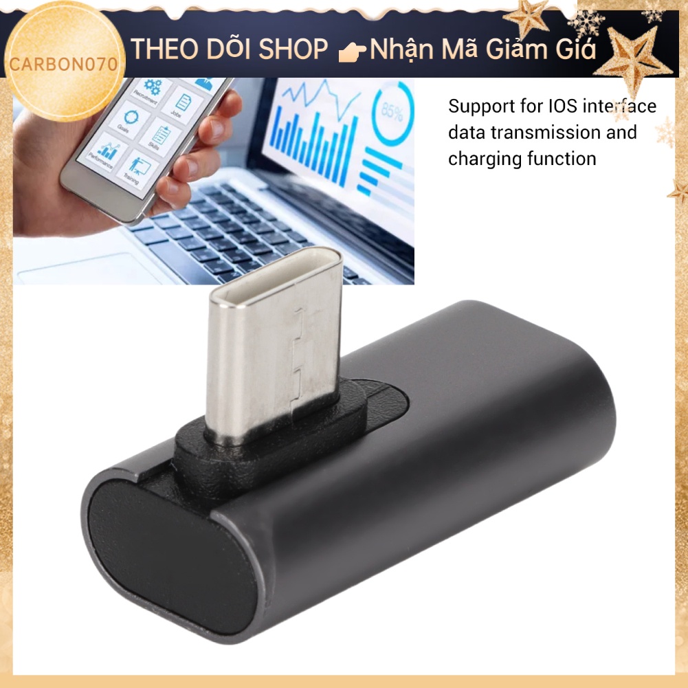 Hàng Sẵn Đầu chuyển đổi Type C Male sang IOS Ligthning Female Bộ điều hợp USB 3.1 Giao diện Tốc độ truyền 10Gbps【Carbon070】