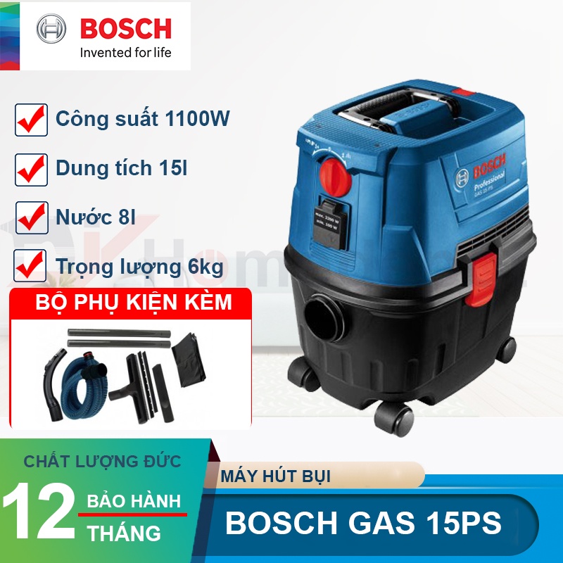 [CHÍNH HÃNG] Máy Hút Bụi Bosch GAS 15 PS MỚI, Giá Đại Lý Cấp 1, Bảo Hành Tại TTBH Toàn Quốc