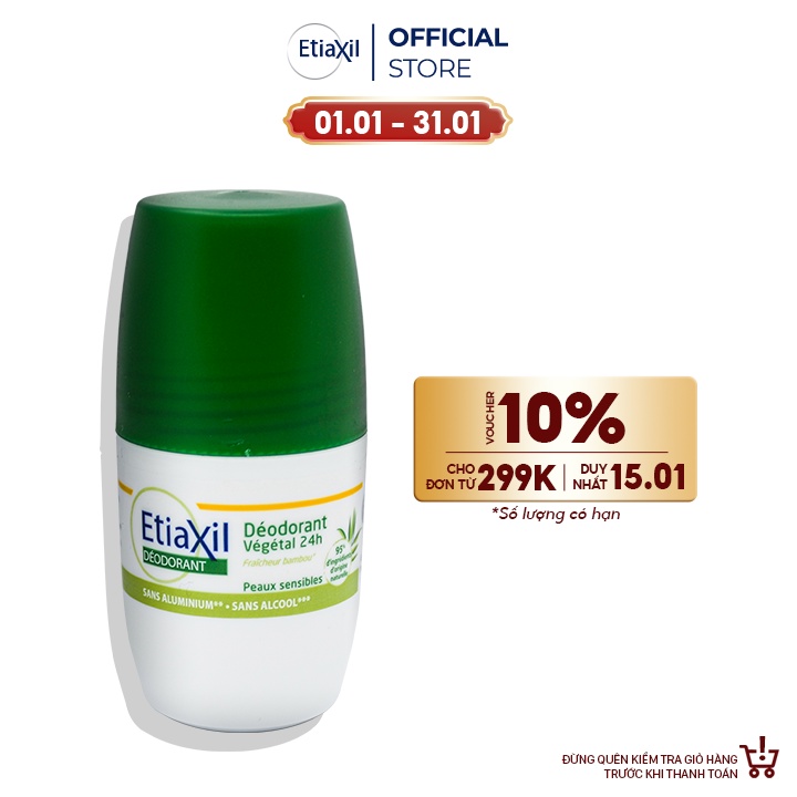 Lăn khử mùi Etiaxil chiết xuất nha đam 24h dịu nhẹ 50ml
