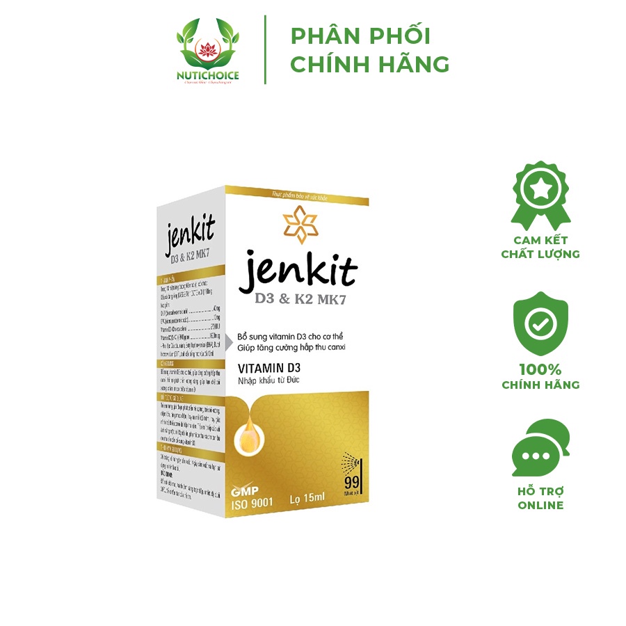 Chai xịt bổ sung DHA D3 K2 Jenkit giúp tăng chiều cao và phát triển trí não - Lọ 15ml