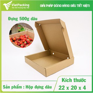 [SIÊU HOT] 50 Hộp carton đựng dâu 500g size 22x20x4
