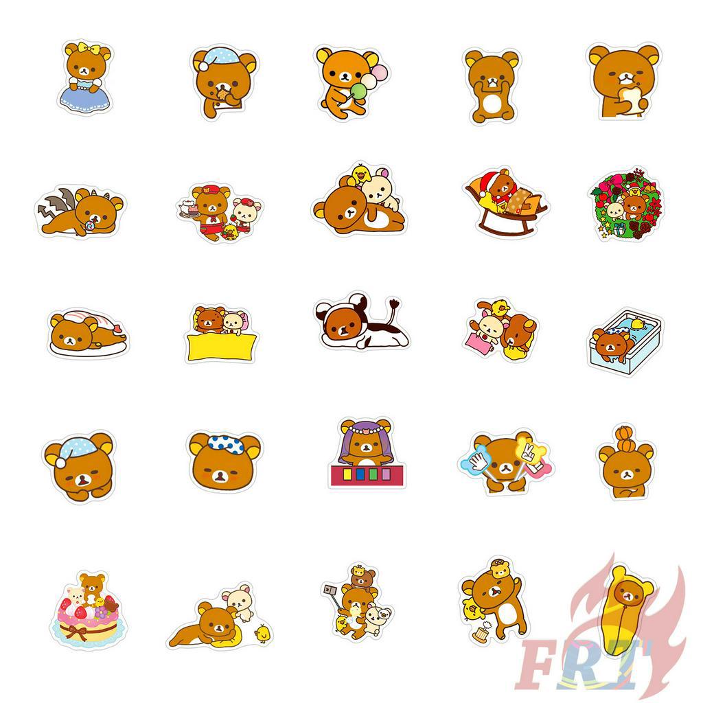 Set 50 hình dán họa tiết gấu Rilakkuma hoạt hình Series 02 trang trí thủ công DIY