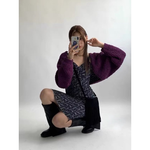 Áo cardigan len nổi dáng croptop chất liệu cao cấp Chaiko Studio