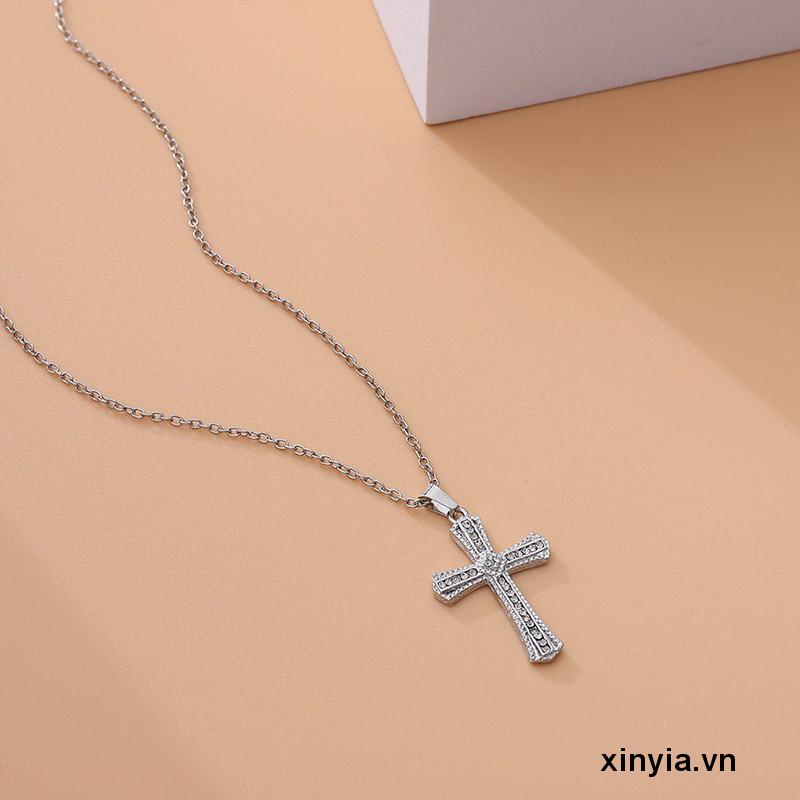 Vòng cổ Mặt Hình Thánh Giá Đính Đá Phong Cách Retro Sang Trọng Cho Nam Nữ