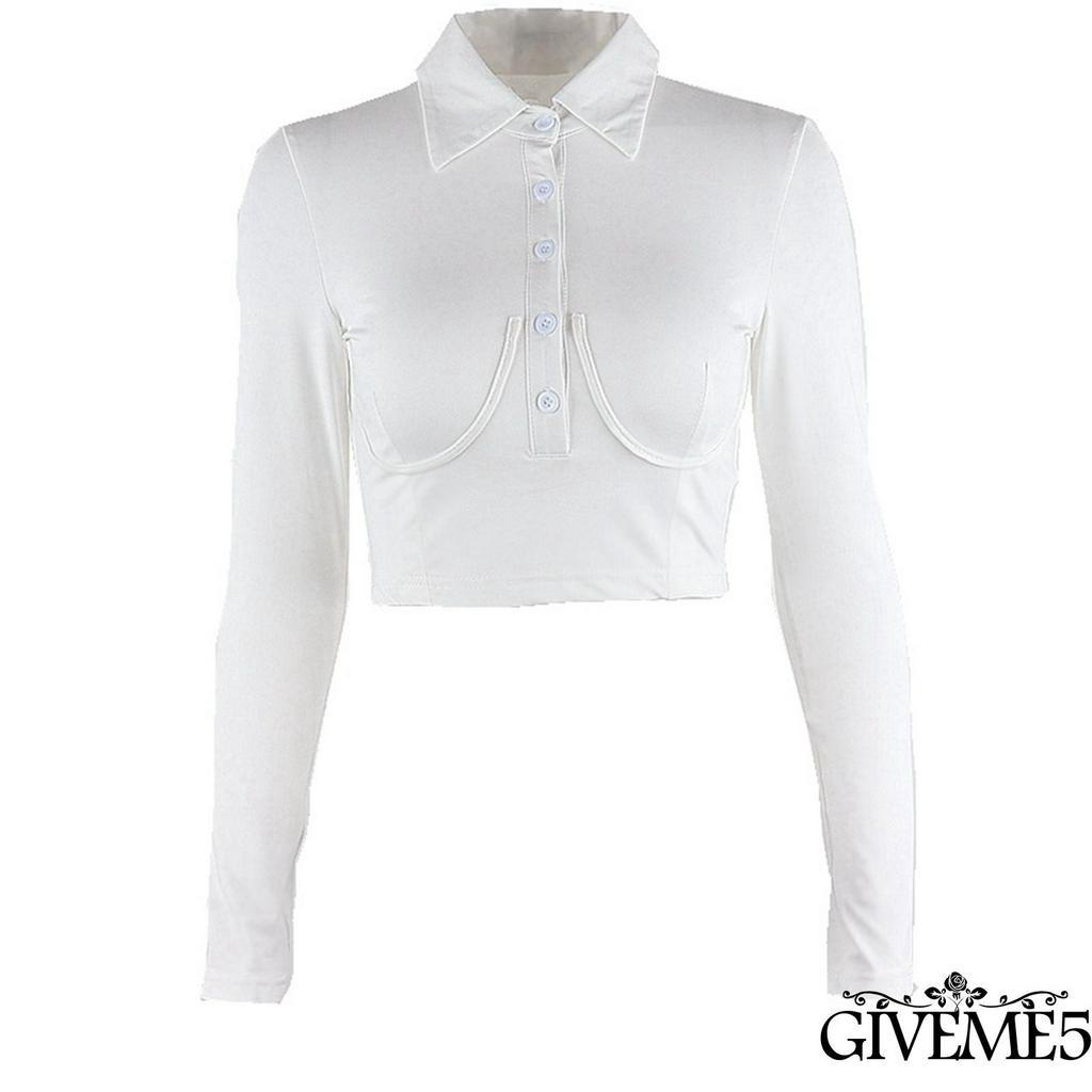 Áo lửng kiểu sơ mi dài tay màu trơn dành cho nữ