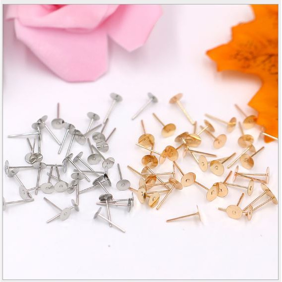 50 cái ghim đầu bằng làm hoa tai , trang sức 3-4-5-6-8-10mm