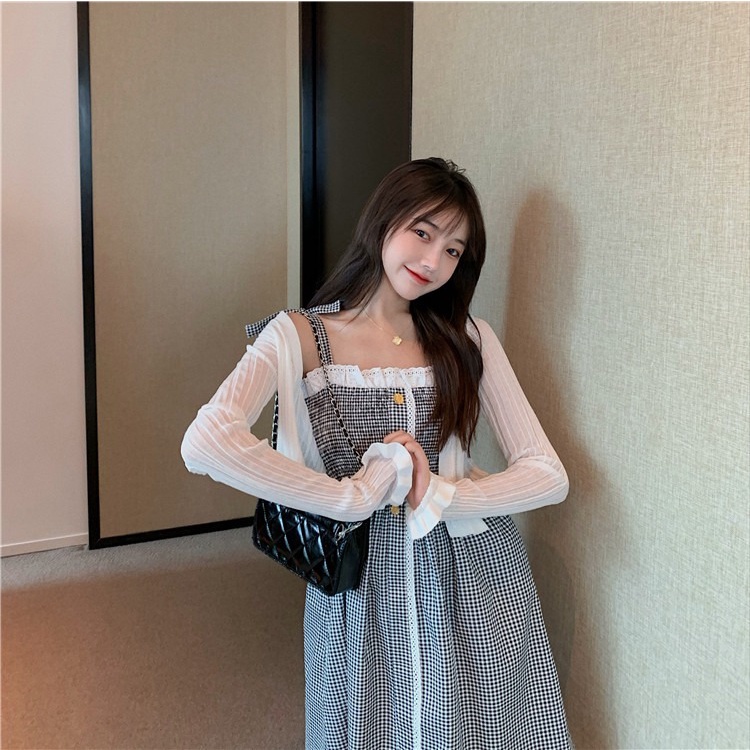 Áo Khoác Cardigan Dệt Kim Tay Dài Cổ Chữ V Chống Nắng Thời Trang Cao Cấp