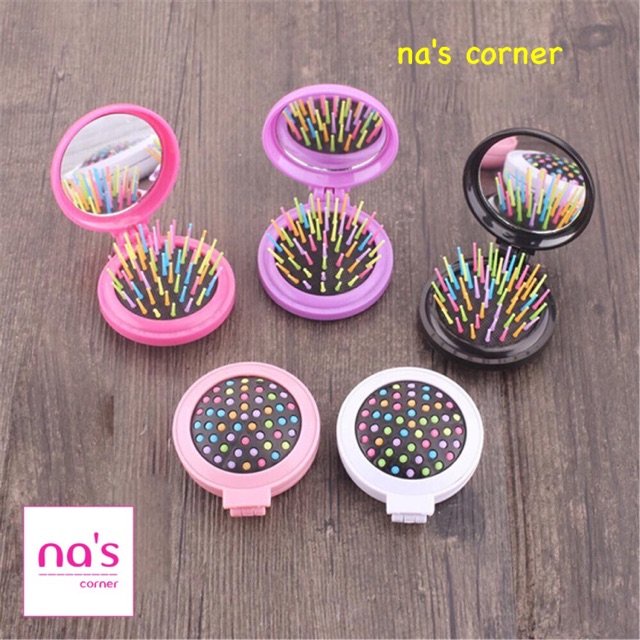 Bộ gương kèm lược gập matxa đầu gấp gọn tiện lợi khi đi du lịch