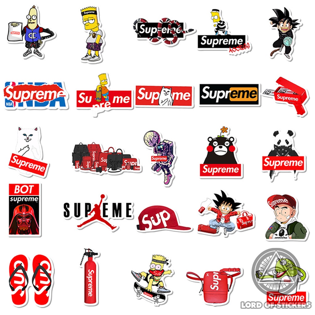 Set 50 Sticker SUPREME Cực Chất, Hình Dán Brand Logo Chống Thấm Nước Trang Trí Mũ Nón Bảo Hiểm, Laptop, Vali, Điện Thoại