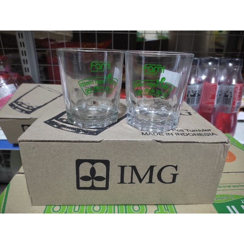 [Freeship70k] Cốc thủy tinh của hãng sữa Fami dày dặn trang nhã 240ml