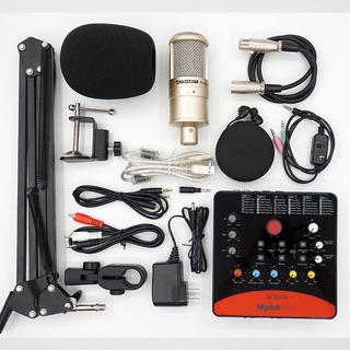 Combo Bộ Mic Thu Âm PC K200 +Sound card  icon upod pro chuyên Hát Thu âm Livestream Karaoke có chân kẹp Bảo Hành 06t