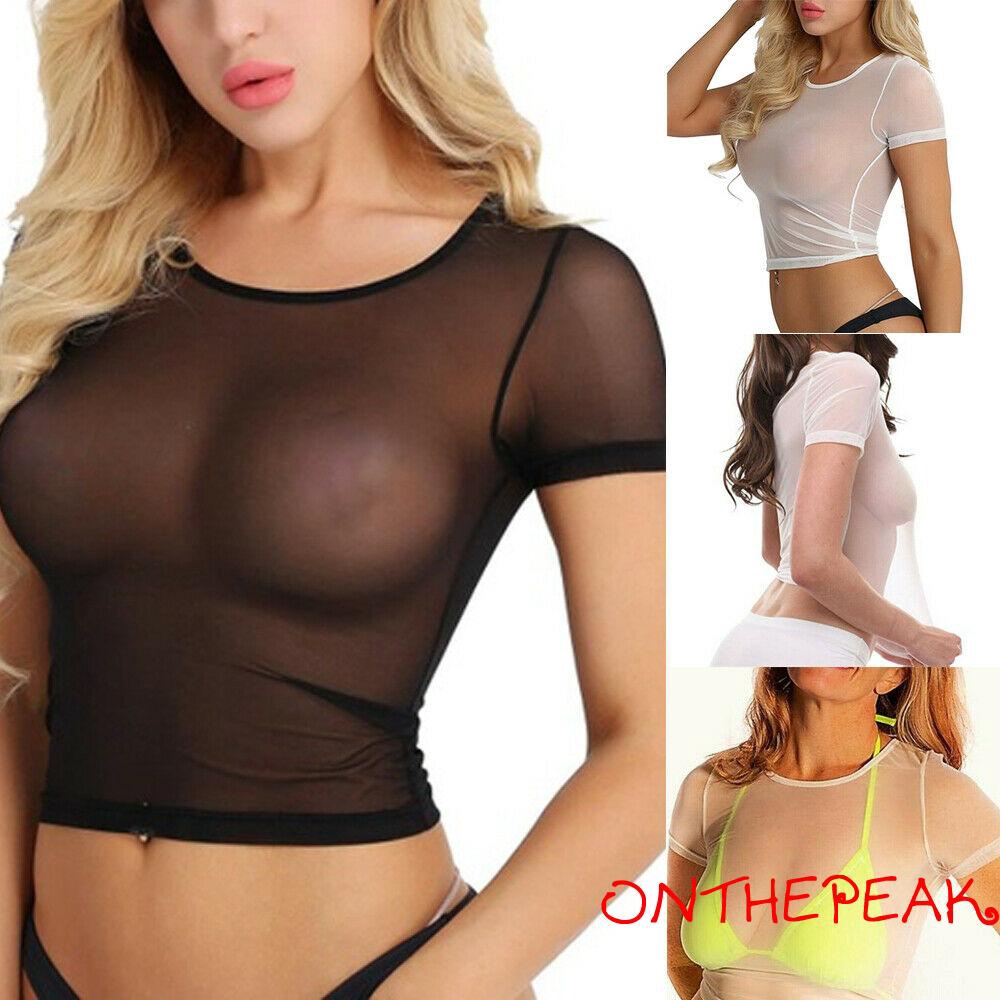 Áo croptop lưới xuyên thấu ôm sát gợi cảm cho nữ