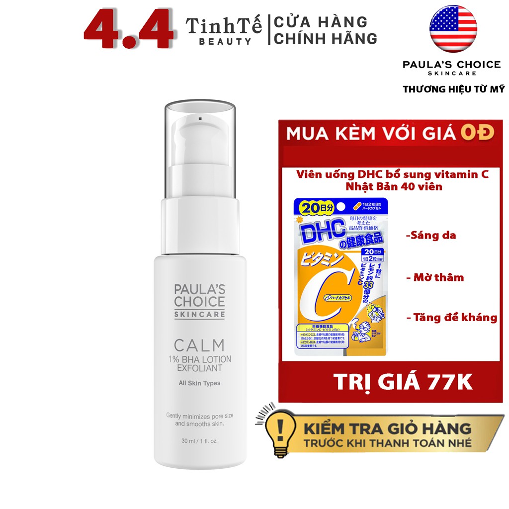 [Mã FMCGMALL -8% đơn 250K] Loại bỏ tế bào chết 1% BHA Paula's Choice Calm Redness Relief Lotion Exfoliant 30/100ml | BigBuy360 - bigbuy360.vn