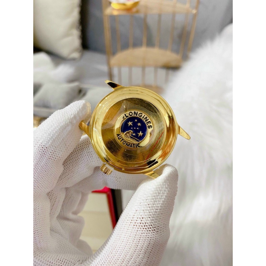 Đồng Hồ Longines Máy Quartz Size 41mm Dây Da 21cm Màu Vàng - tặng hộp và pin dự phòng