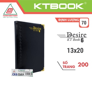 Sổ ghi chép Bìa Da Đen KTBOOK cao cấp KT 6 dày dòng kẻ ngang khổ 13 x 20 cm - 200 trang