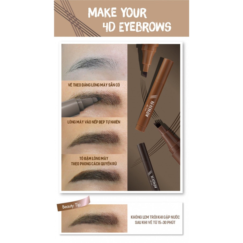 Bút xăm mày Cathy Doll Real Brow 4D Tattoo Tint Tip cho lông mày hoàn hảo như thật | BigBuy360 - bigbuy360.vn