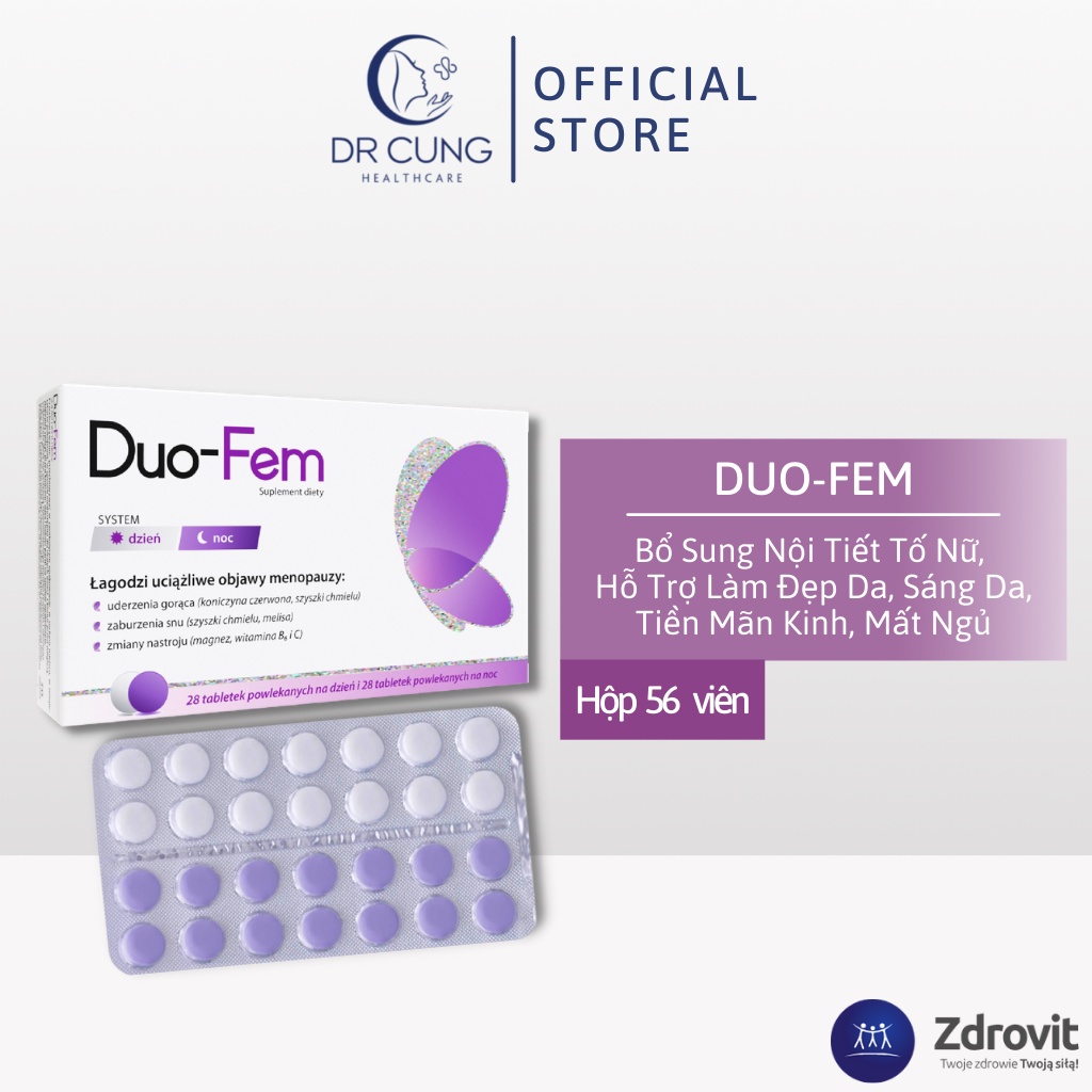 Duo-Fem - Bổ Sung Nội Tiết Tố Nữ, Hỗ Trợ Làm Đẹp Da, Sáng Da, Tiền Mãn Kinh, Nám, Mất Ngủ (Hộp 56 Viên) [Chính Hãng]